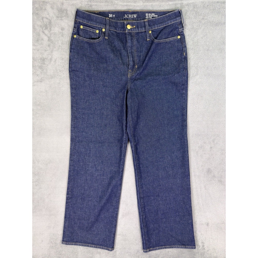 J Crew Jeans Womens 31 T Blue Dark Wash High Rise 96 Slim Wide Leg RE-96-IDG